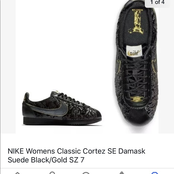 Authentic Black velvet Nike Cortez w/ gold size 7 New in box - Picture 2 of 15